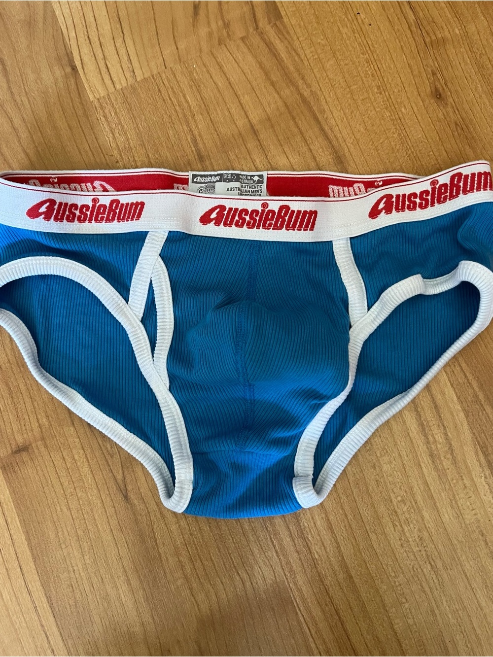 AussieBum Classics Pacific Blue Ribbed Brief with White Trim